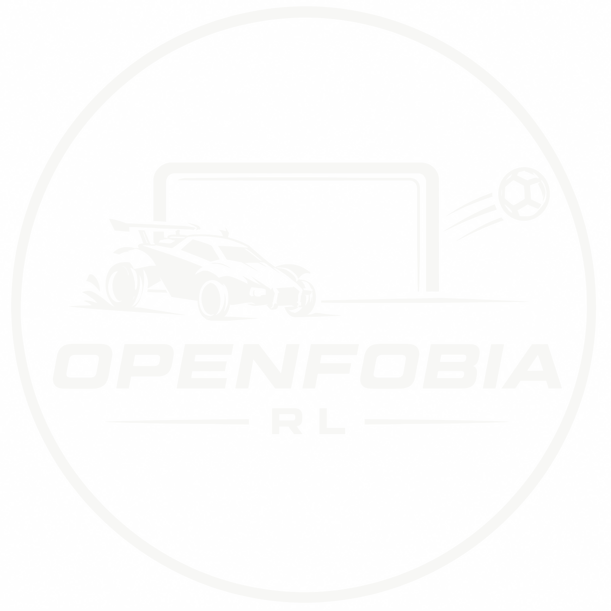 Emblema de Openfobia RL: un Octane frente a una portería libre y el balón saliendo fuera